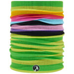 Stolen Goat bright green and rainbow stripe cycling neckwarmer