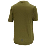 Rear view of Stolen Goat women's olive gravel jersey with rear zipped pocket and small goat head logo