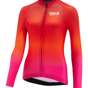 Women's Finn long sleeved cycling jersey orange to pink gradient fade